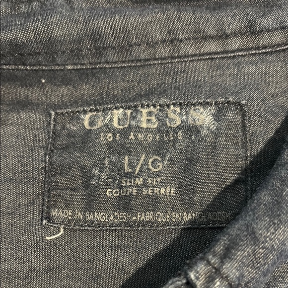 Guess Blue Casual Button Down Shirt with Long Sleeves - Picture 4 of 7